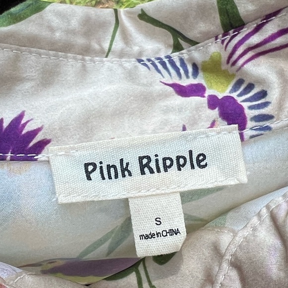 Pretty colorful dress with purple birds on it! Brand: Pink Ripple - Picture 3 of 3
